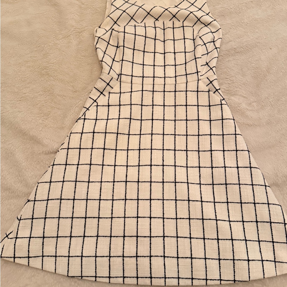 J. Crew Cream and Black Grid Knit Dress